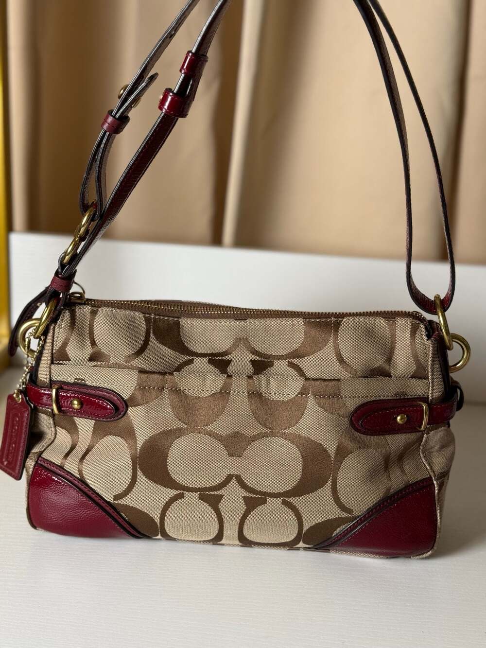 Beautiful Coach Legacy canvas burgundy, brown